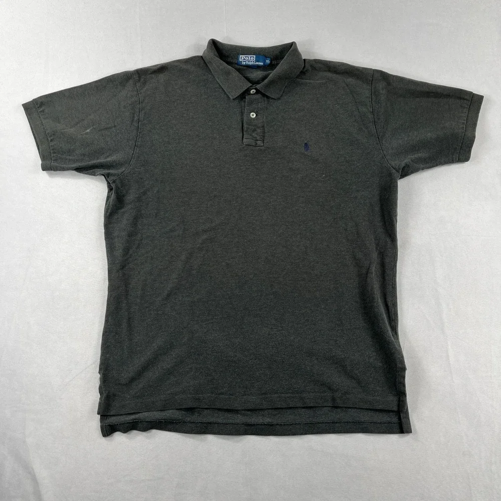 Polo Ralph Lauren Polo Shirt Grey Short Sleeve Pique Cotton Mens XL